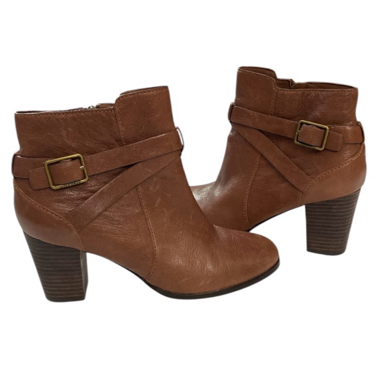 Cole Haan Cassidy Brown Leather Ankle Boots 7.5b Chunky Outdoor Fall Winter